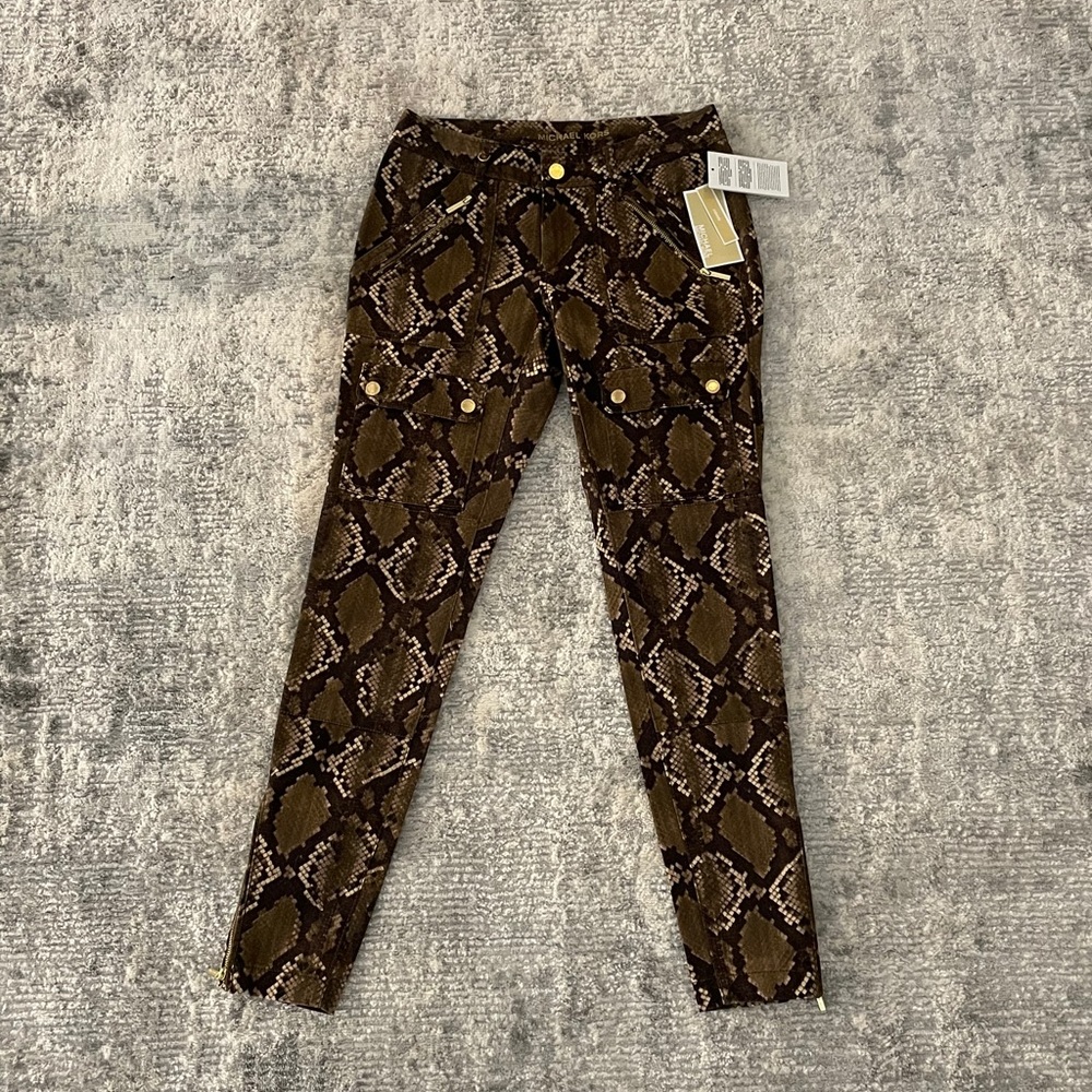Michael Kors snakeskin skinny cargo pants